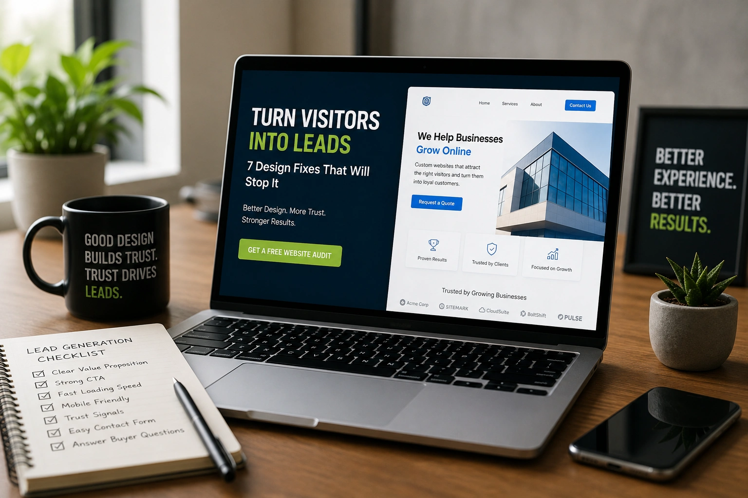 Blast Marketing Agency website design fixes to improve website optimization and increase leads